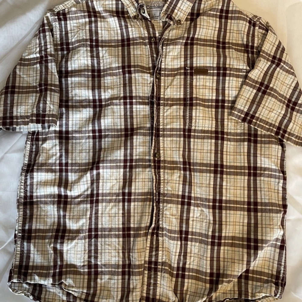Carhartt Plaid Relaxed Fit Button Down Shirt Mens Size Large 100% Cotton